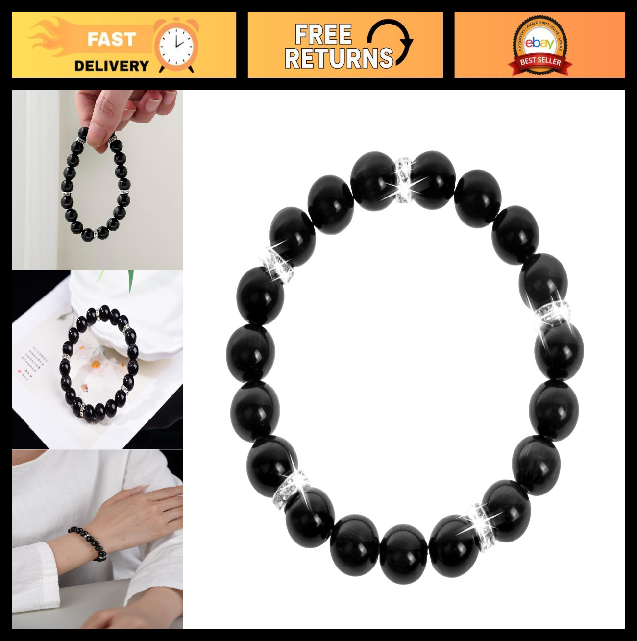 Healing Crystal Bracelet for Women – Rose Quartz Chakra Beads for Anxiety Relief