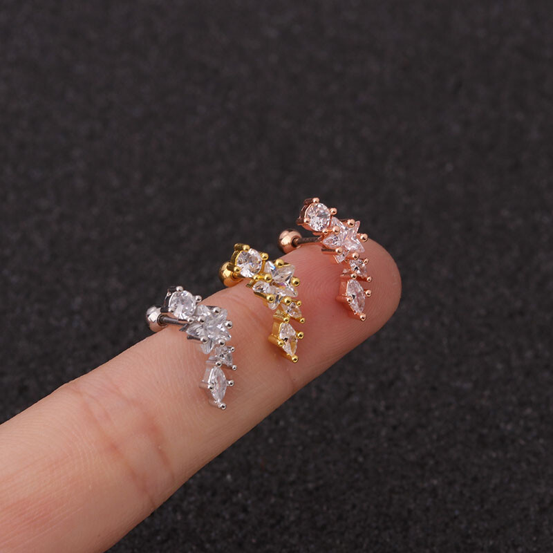 Beautiful Gold Silver Rose Cartilage Helix Conch Earrings Surgical steel Quality