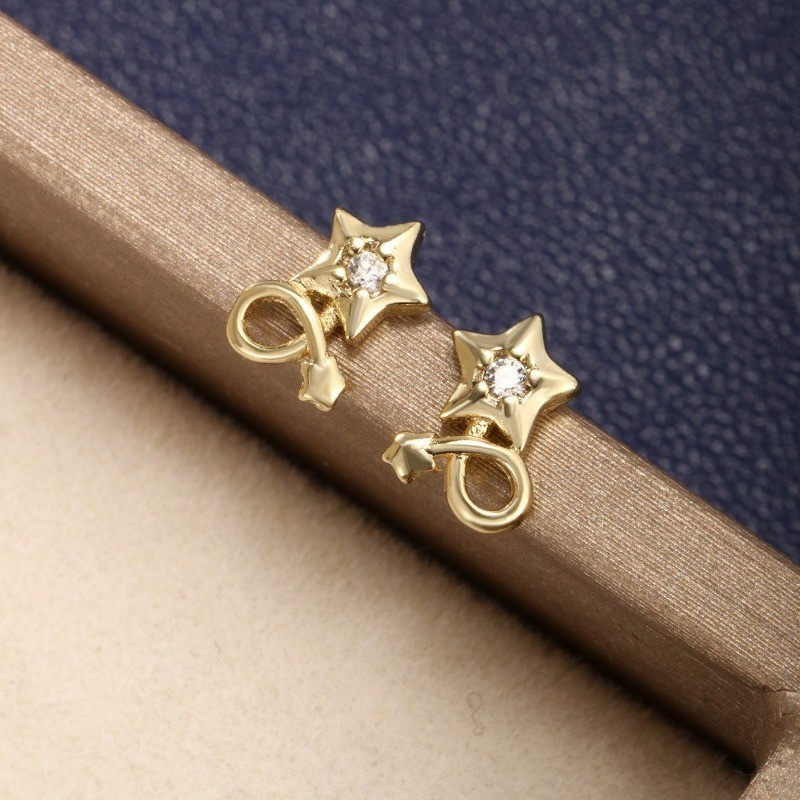 Women’s Fashion Synthetic Zircon Star Earrings Alloy Ear Studs Jewelry Gift