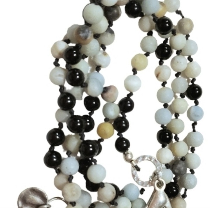 Amazonite Long Beautiful Faceted Knotted Necklace