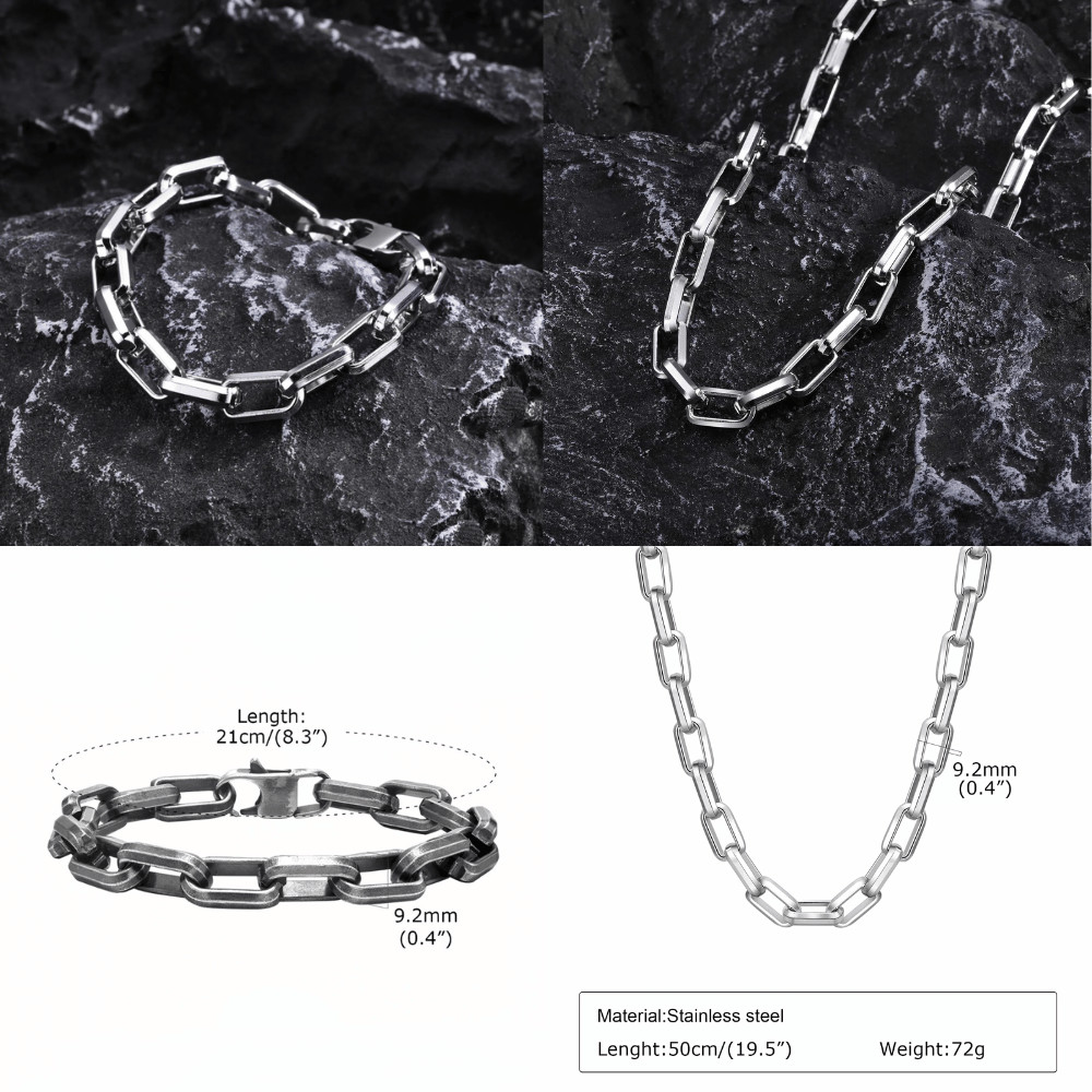 Industrial Chain Set (Stainless Steel) Rave Punk Gothic Chain Jewellery Y2K