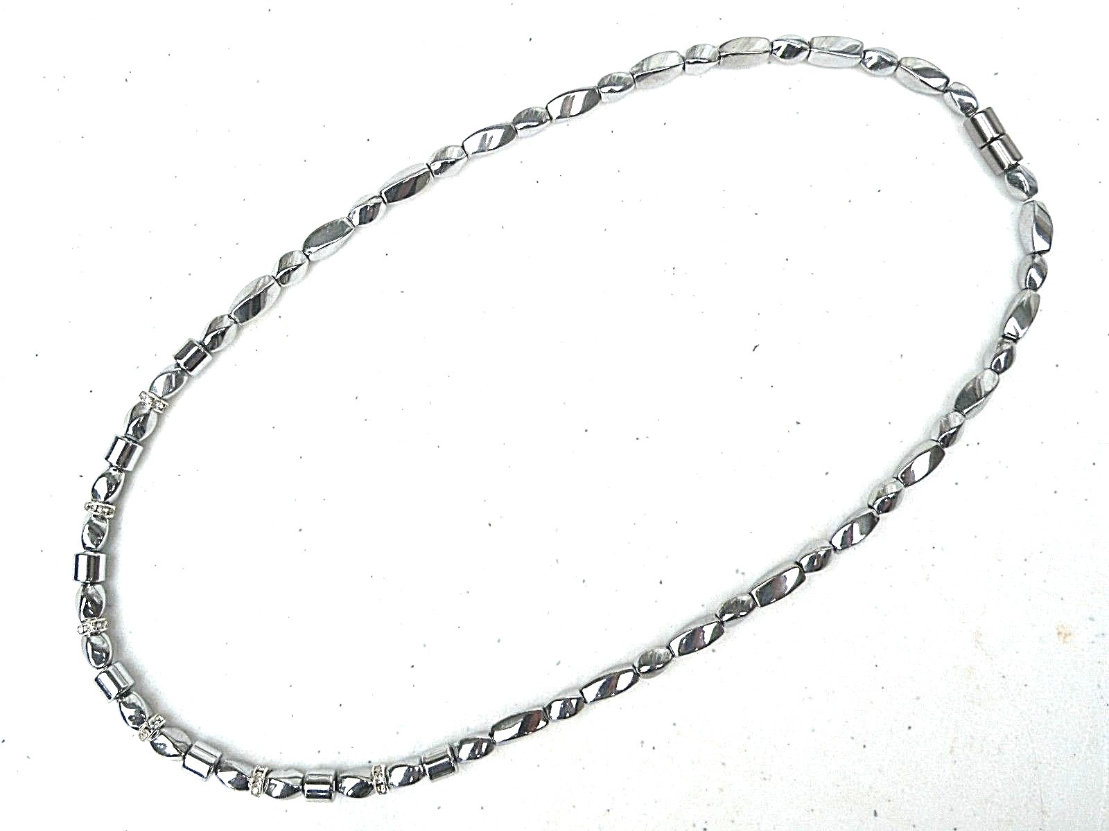 Men’s Women’s 100% Silver Magnetic Hematite Bracelet Anklet Necklace 1 Row