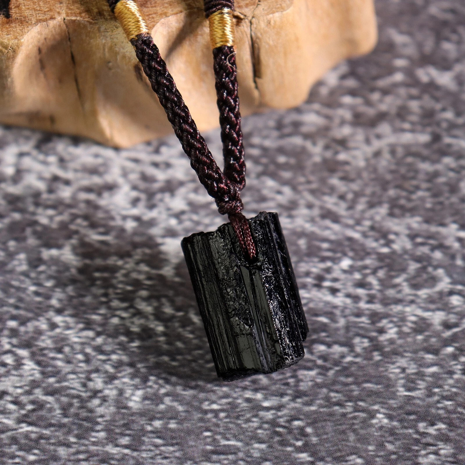 Natural Rough Black Tourmaline Pendant Raw Stone Necklace Unisex Crystal Jewelry