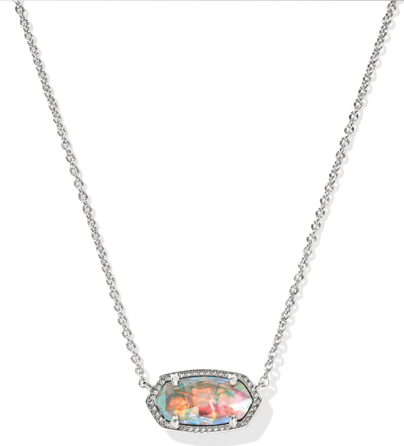 Kendra Scott Elisa Silver Pendant Necklace in Dichroic Glass – New In Box