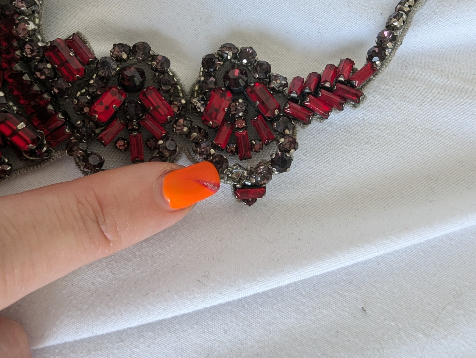 Valentino Red Crystal Bib Statement Necklace