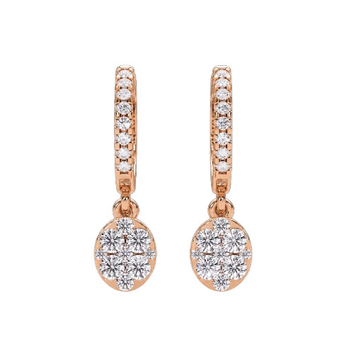 1.10CTW Round Lab Grown Diamond Huggie Hoop Drop Earrings 925 Silver DEF VVS2VS1