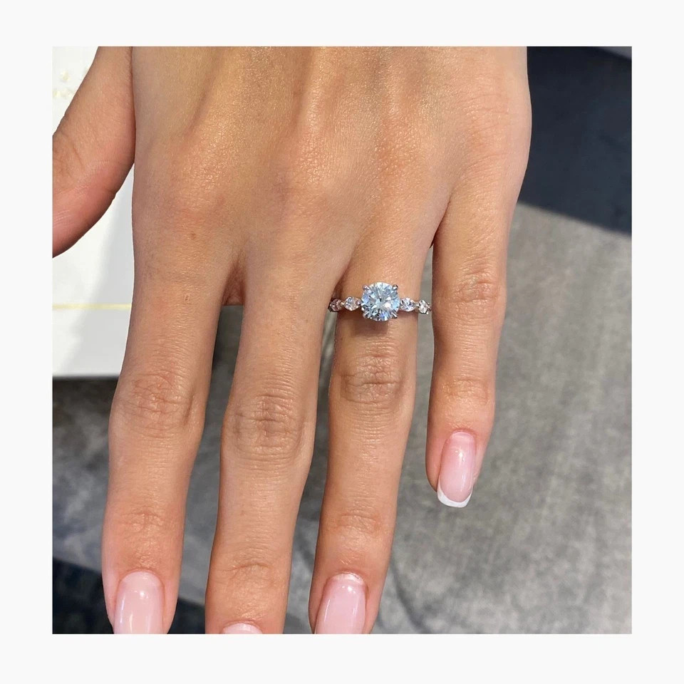 2 Ct Round Cut Simulated Diamond Stunning Wedding Ring 14k White Gold Plated