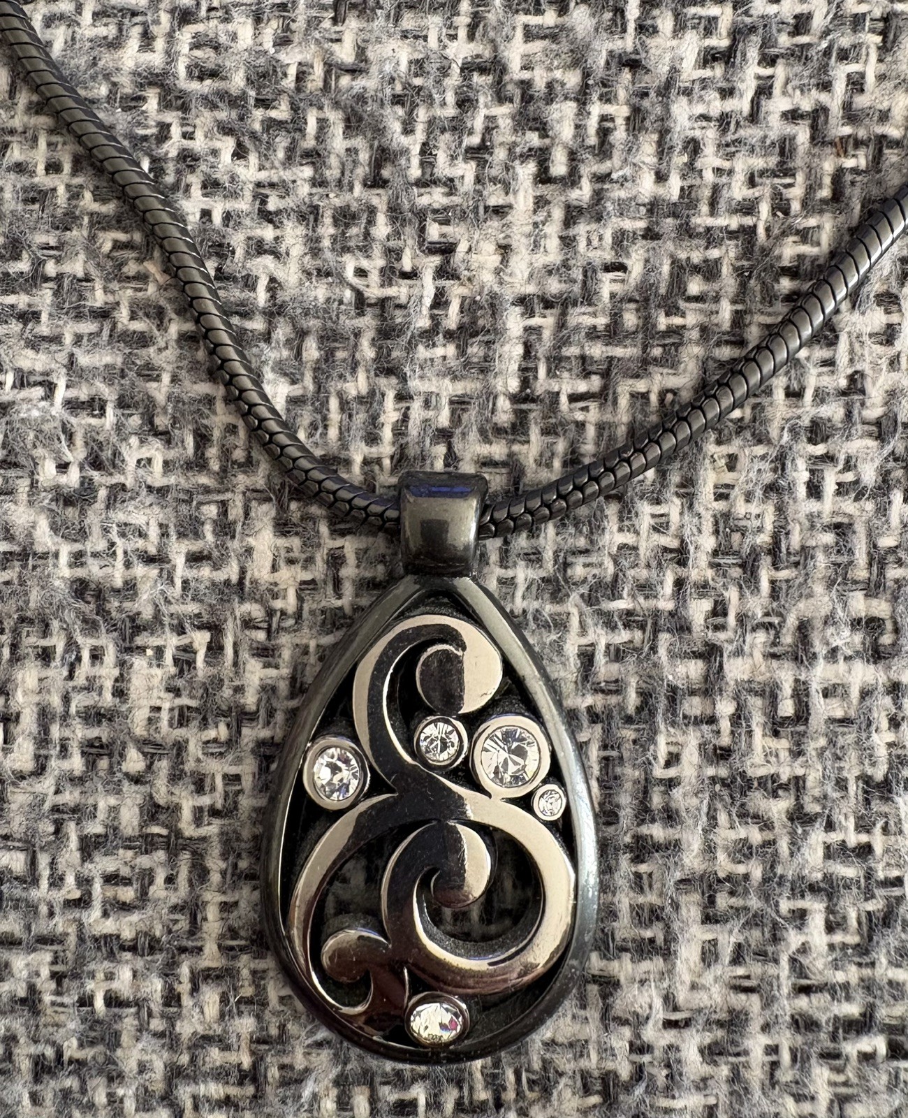 Brighton Contempo Gunmetal Necklace Oval Pendant