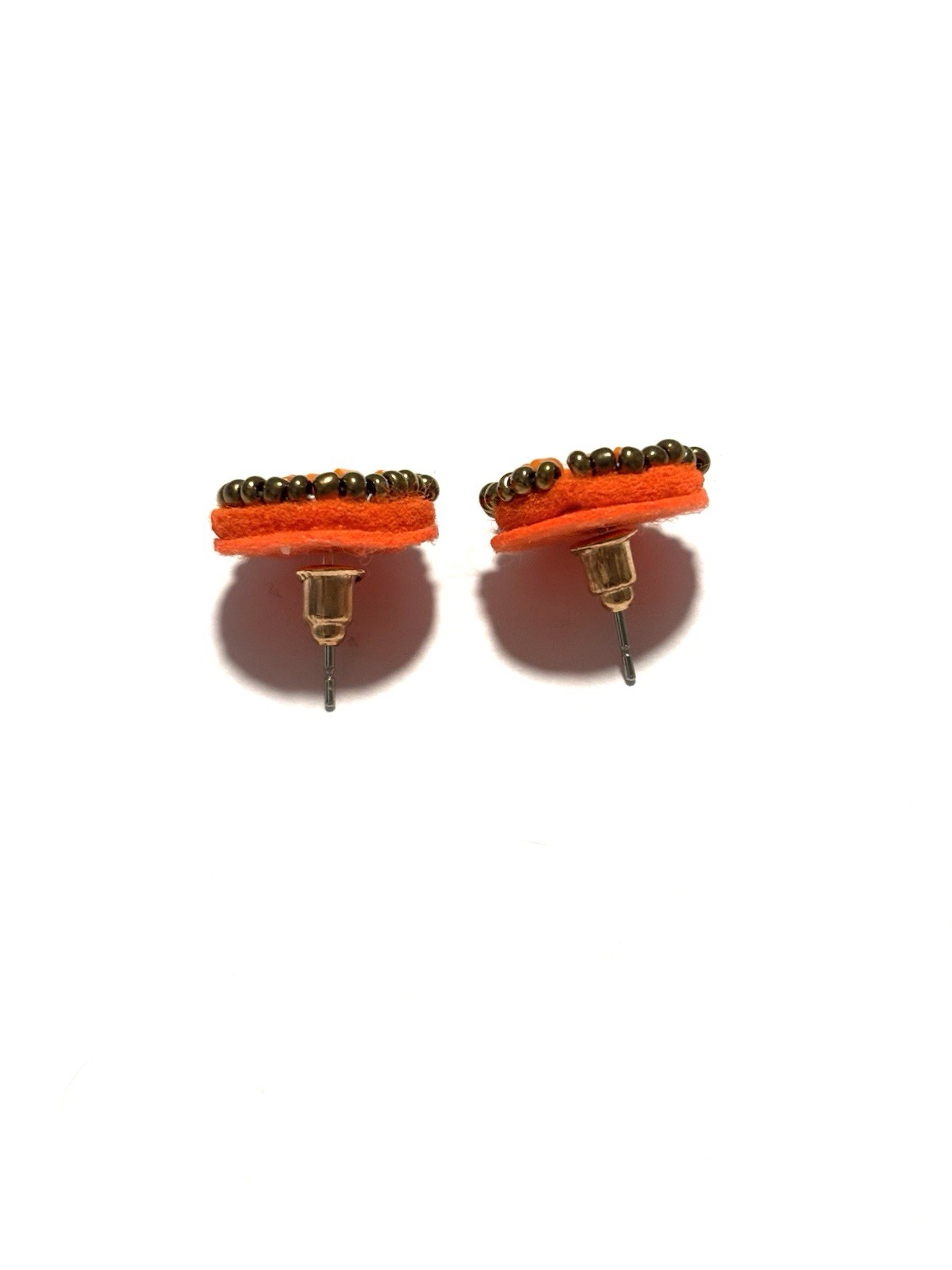 Orange beaded stud earrings