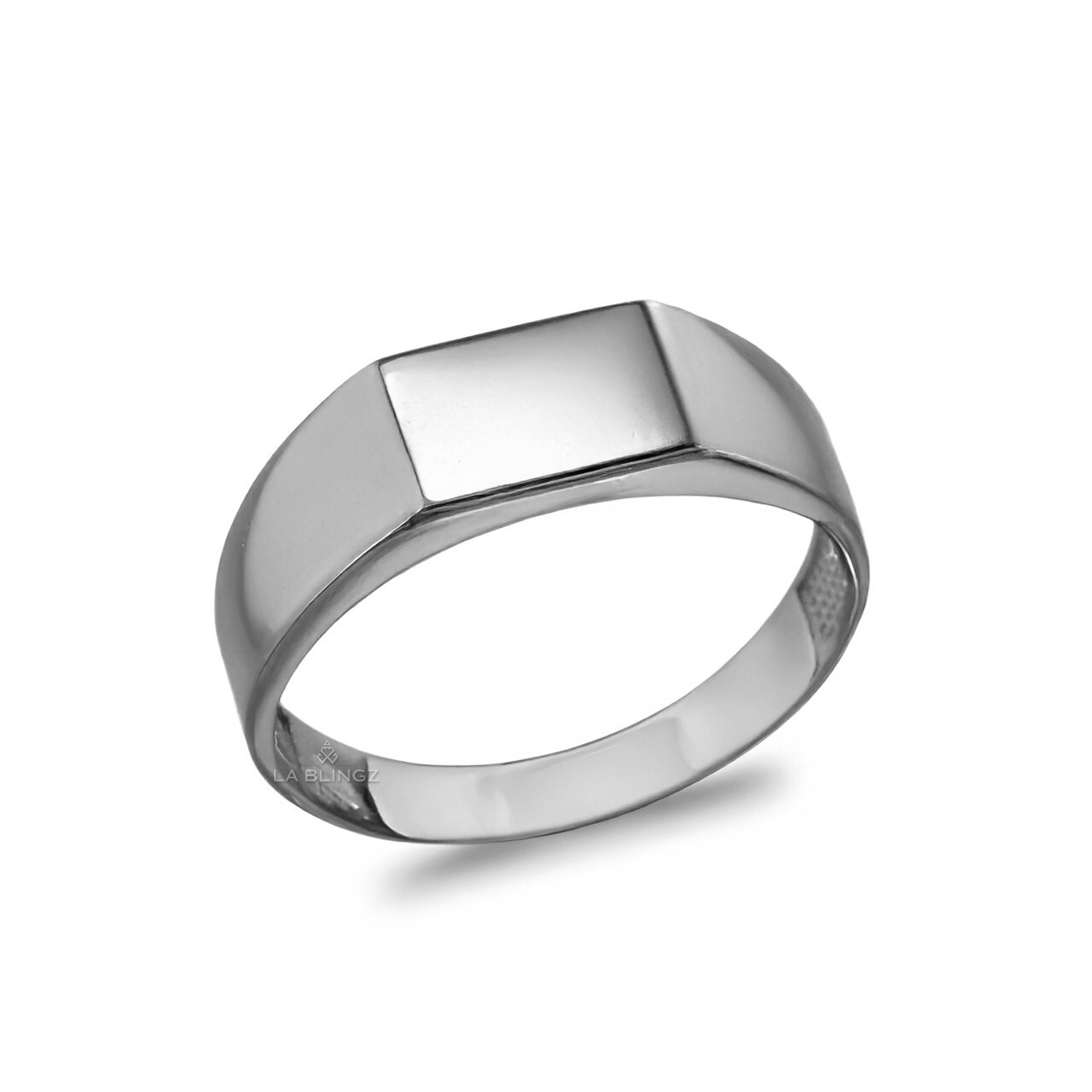 Sterling Silver Rectangle Signet Pinky Ring – Polished 925 Plain Surface