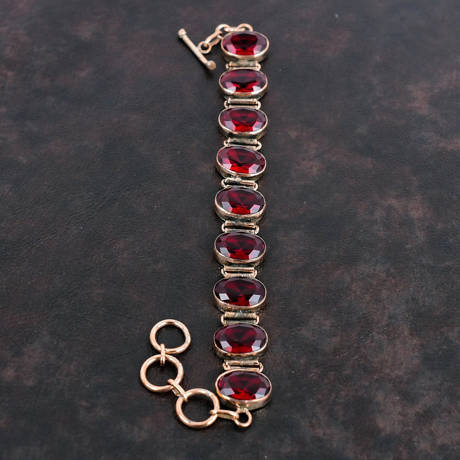 New Year Sale Copper Oval Natural Mozambique Garnet Anniversary Bracelet Jewelry