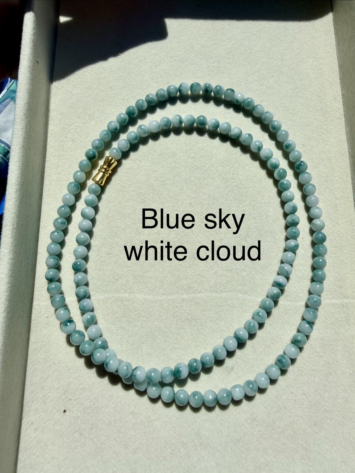 Burma jadeite necklace 4.7m blue Sky White Cloud type A Burmese Jade 翡翠蓝天白云