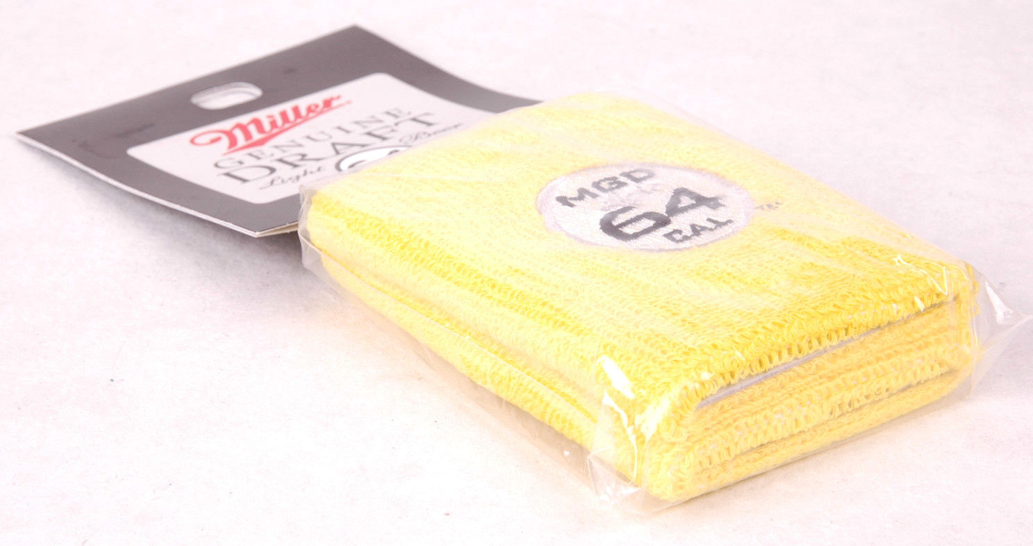 “MGD Light 64 Cal” Beer Wrist Bands Sweat Band Yellow-New Sealed-Coors Brewing