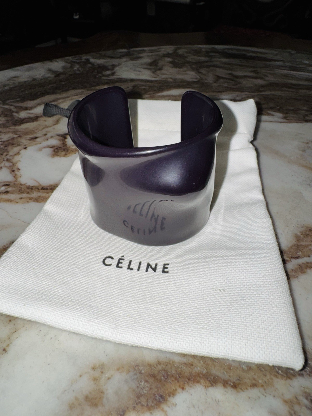 Authentic Celine Purple Resin Bone Cuff Bracelet Phoebe Philo Small Medium