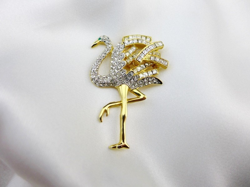Kenneth Jay Lane KJL Duchess of Windsor Treasures Cartier Repro Flamingo Pin