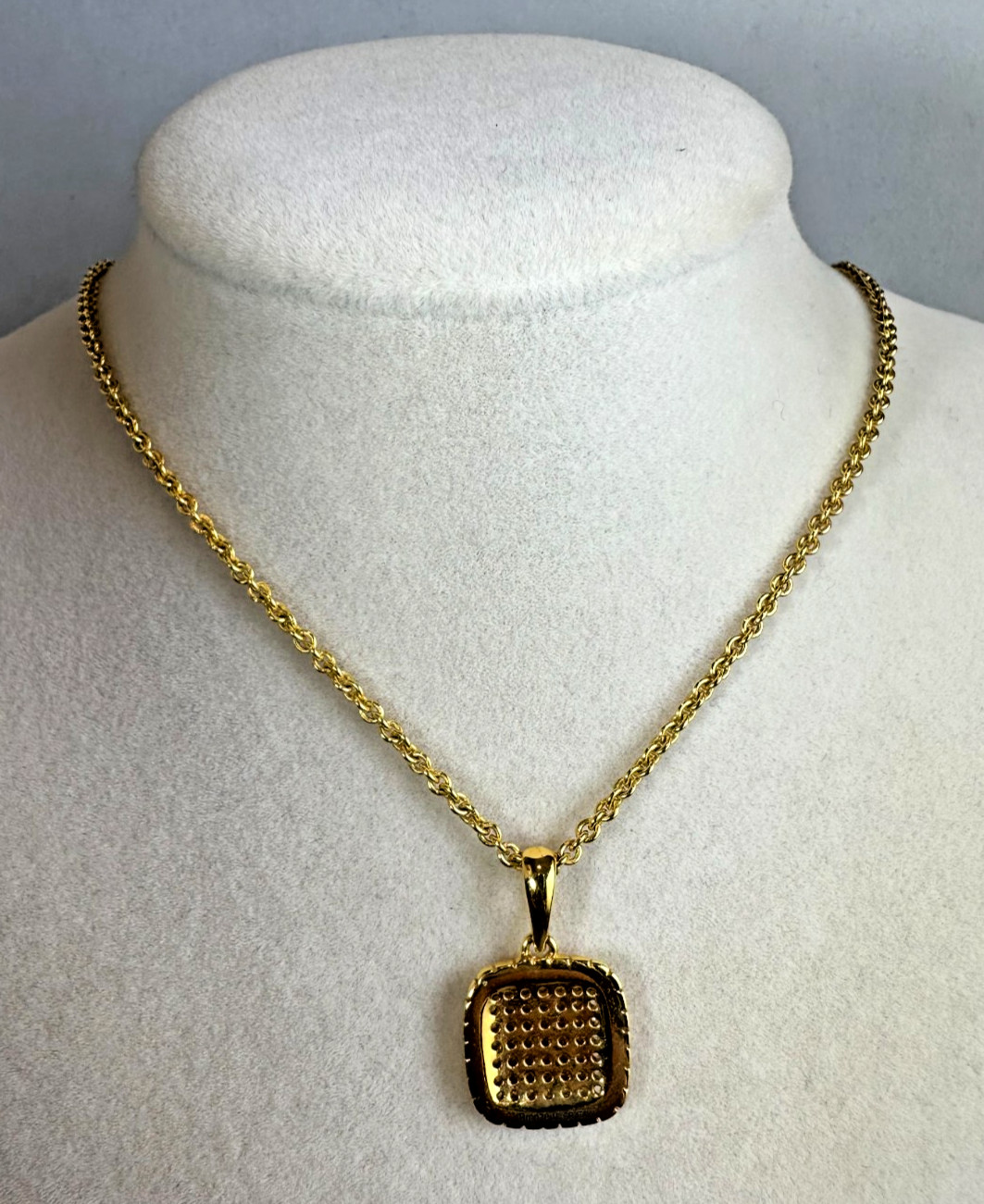 Bronze Milor Italy Necklace With Square Pendant. 5.49g. L- 18 in