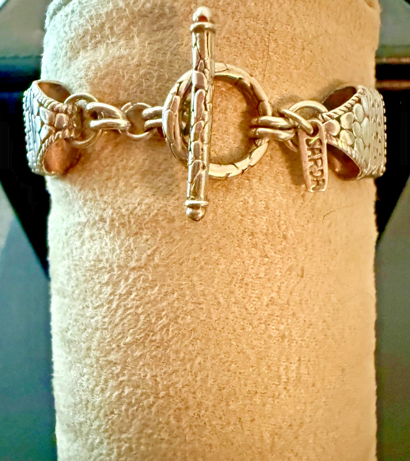 BALINESE Hand Made Sterling Silver TRIPLE CHAIN Bracelet. Filigree. SARDA