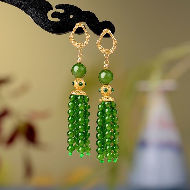 New Chinese Style Tassel Earrings Traditional Qipao Jewelry for Women