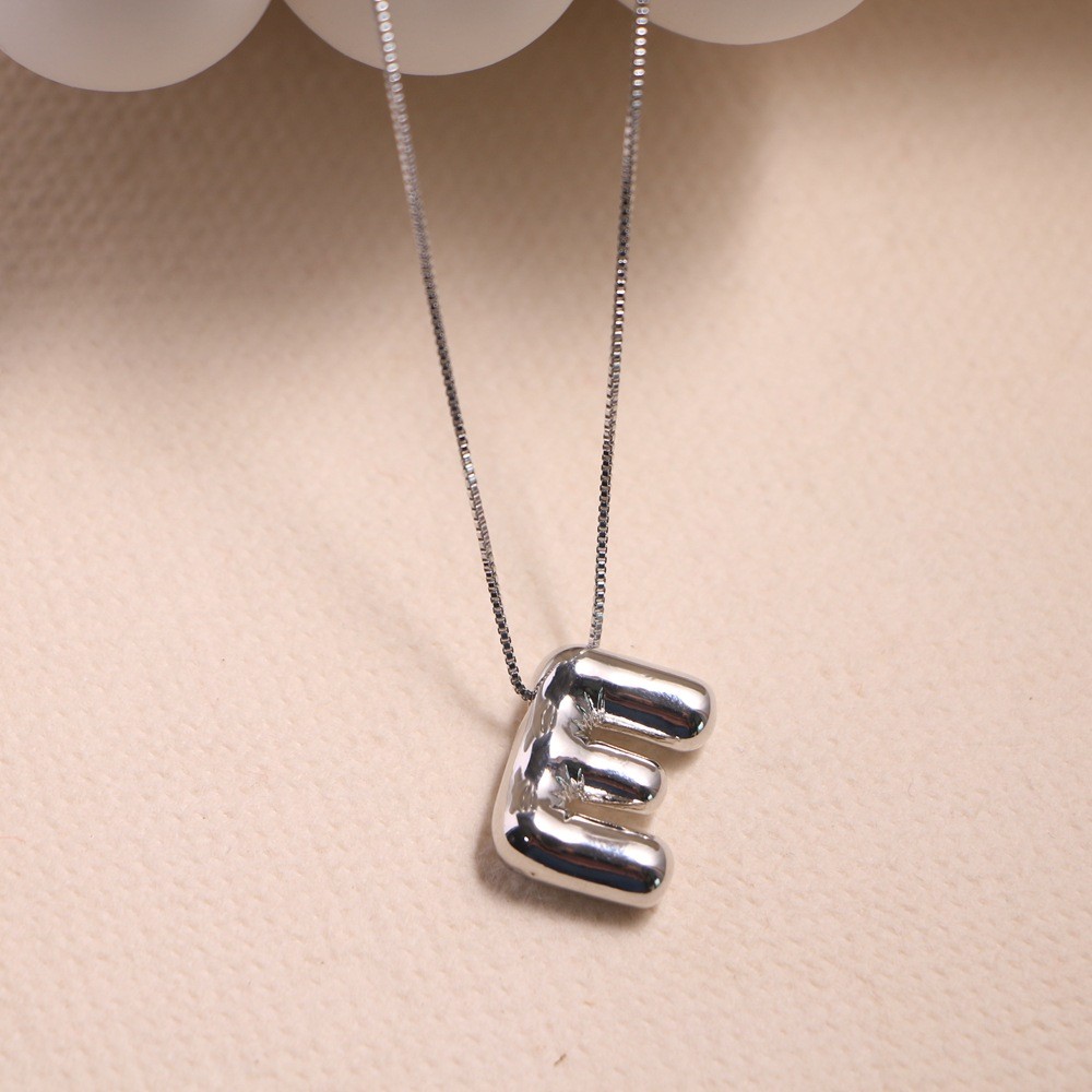 925 Silver Plated Letter E Pendant Necklace Fashionable Couple Necklace Copper