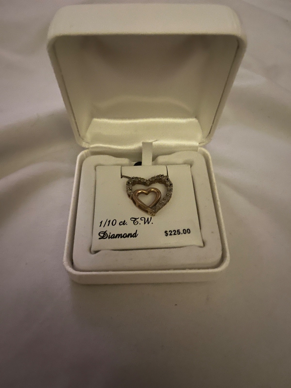 jewelry necklace, heart shaped pendent with 1/10 ct diamond, sterling silver
