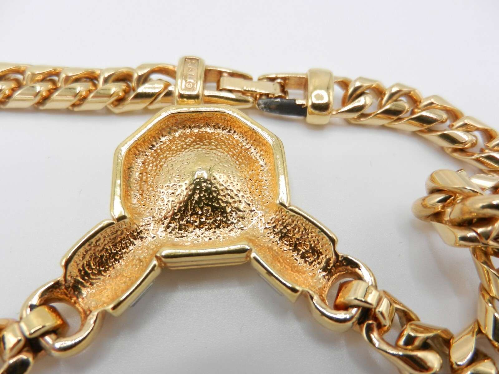 Signed Swarovski S.A.L. Crystal Hexagon Necklace & Earrings Set Gold Plated N46