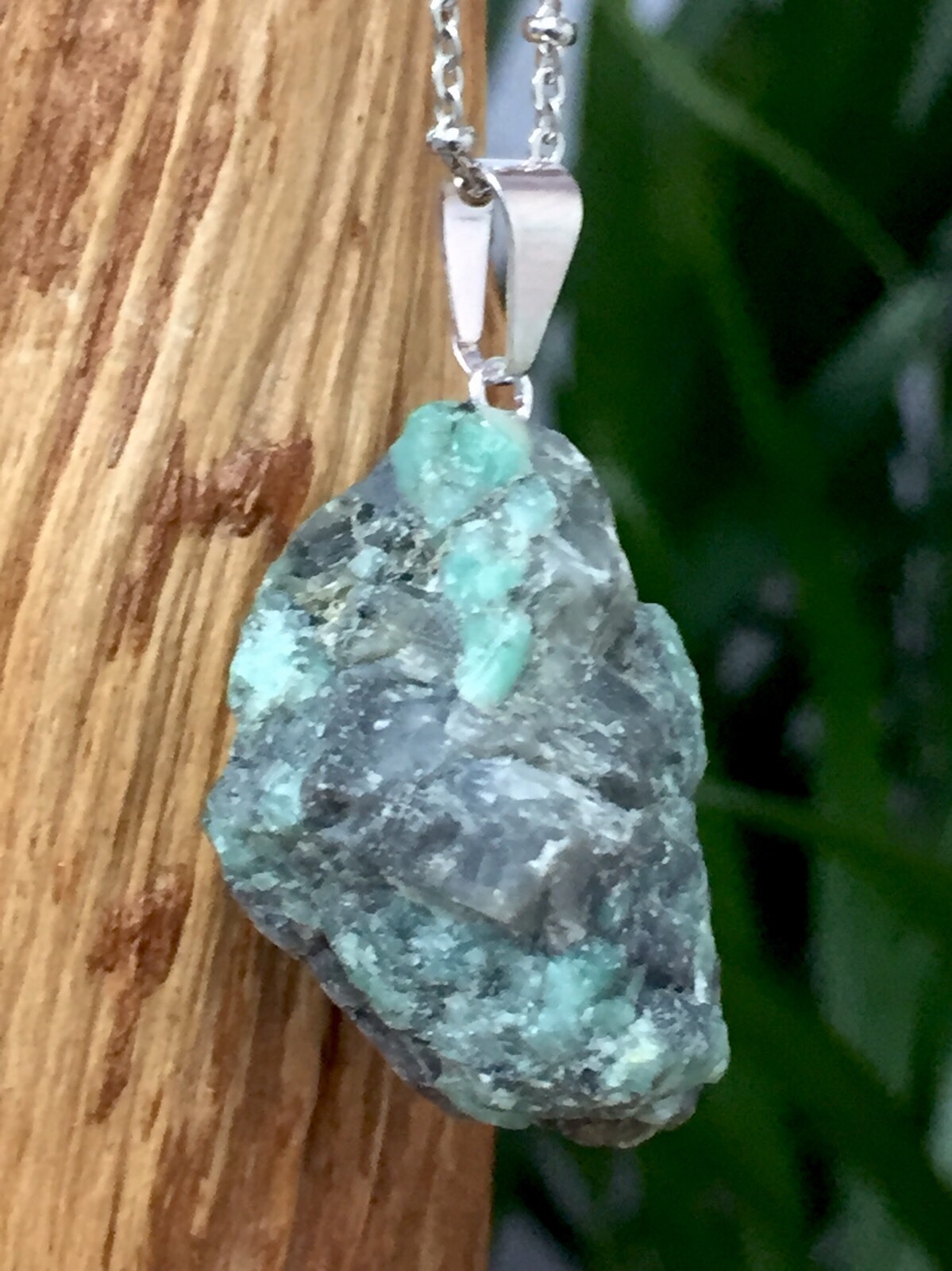 Rough Emerald Pendant Emerald Crystal Quartz Gemstone Specimen Reiki Chakra.