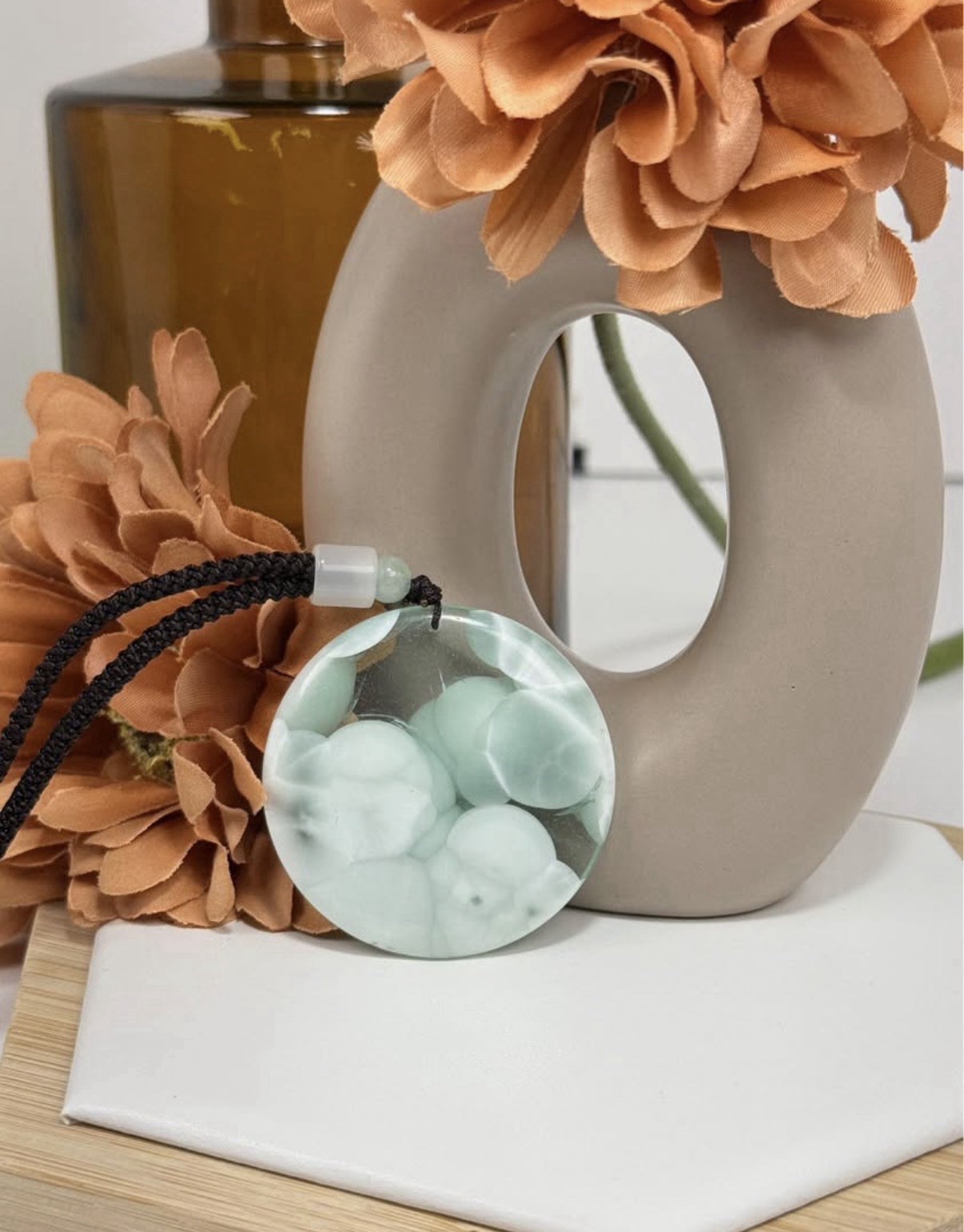 Man Made Larimar Pendant Necklace 46.6/7.5MM