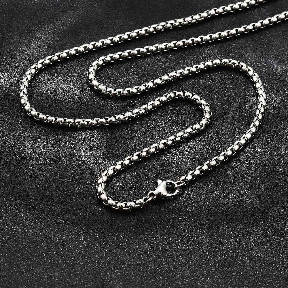 Chain Necklace Stainless Steel Box Chain Silver 23.6 in N136