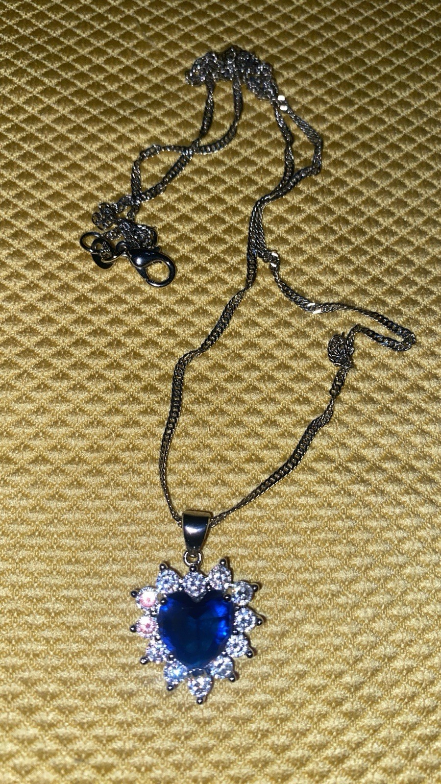 NEW Faux Sapphire & Diamond – Heart Shaped Pendant & Earring Set