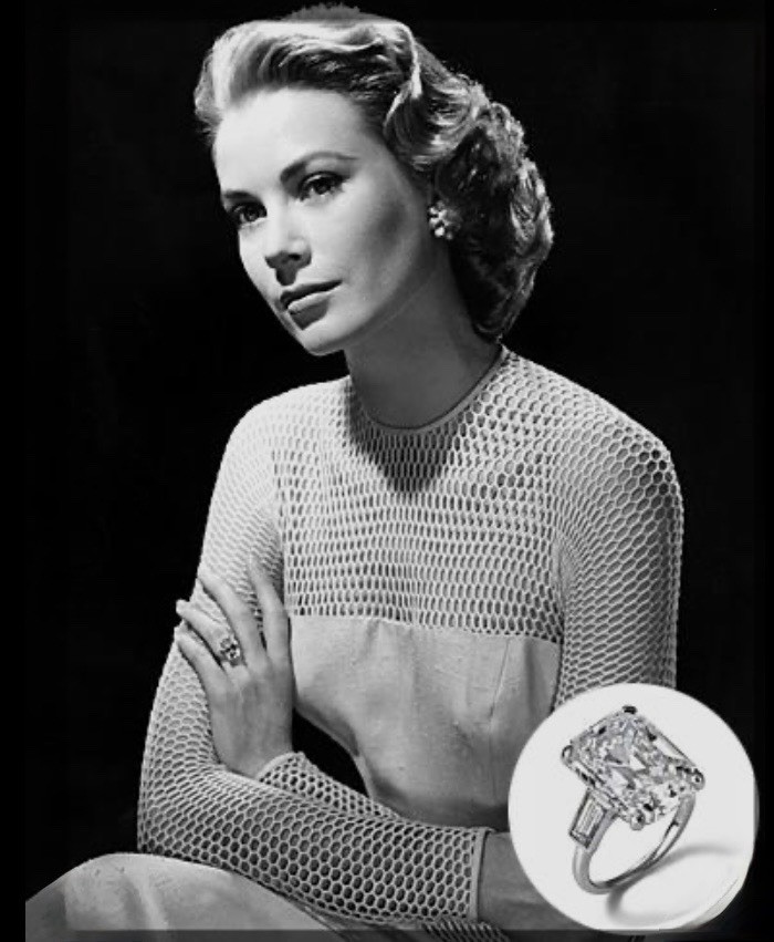 Grace Kelly Engagement Ring Replica Clarion Pell Emerald Cut, CZ Size 7 W/ Box