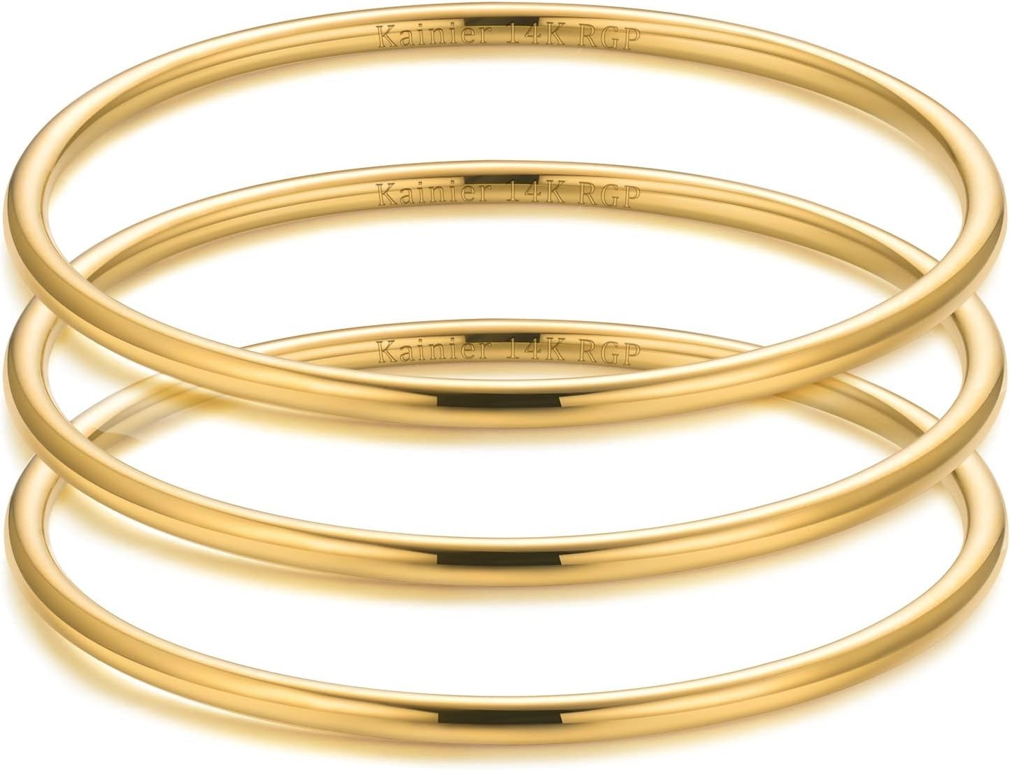 Glossy 14K Gold Plated Bangle Bracelet – Stackable Style for Effortless Elegance