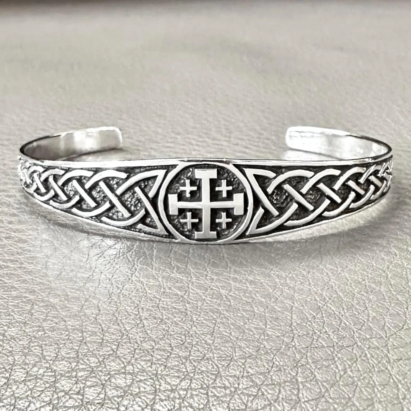 Handcrafted 925 Sterling Silver Jerusalem Crusader Cross Potent Christ Bracelet