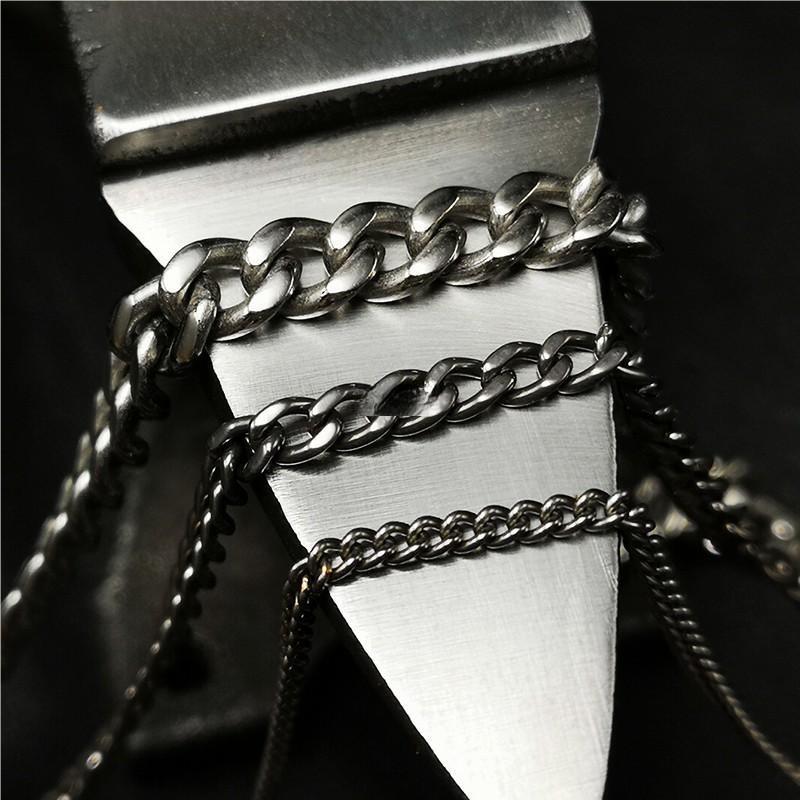 Pure Titanium Anti-allergy Necklace 2.2mm 3.5mm 5.5mm Curb Chain 22” 24” 26”