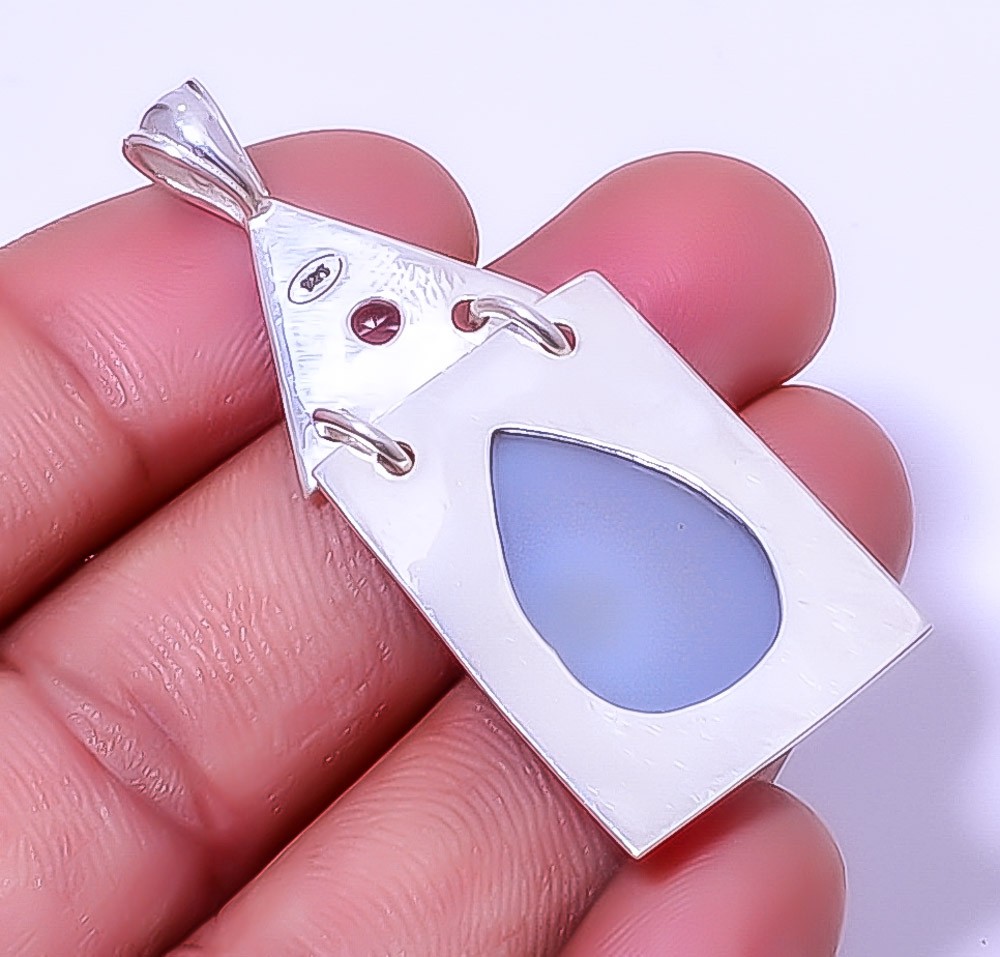 Titanium Carbon Agate Drusy 925 Silver Plated Designer Pendant 2.15″ P7611-33