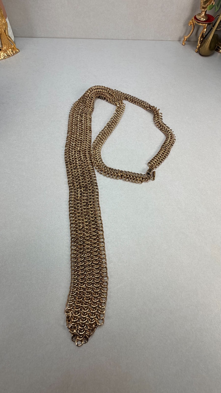 ZARA NWOT Gold Chain Necktie Statement Necklace Runway Chunky Bib Collar