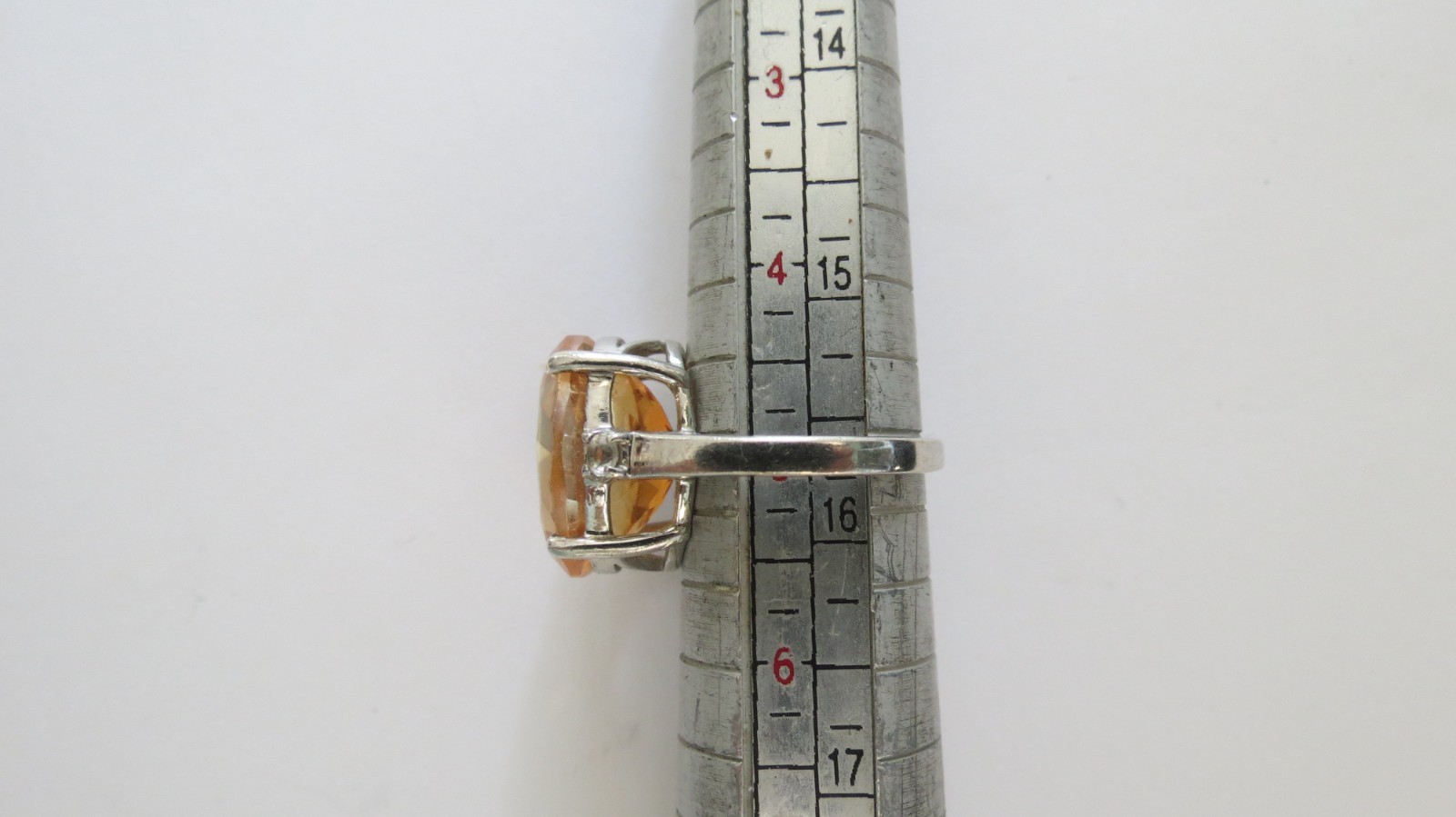 Sterling Silver Ring Oval Orangey Apricot Stone 5.58 Grams Size 5 Designer TGGC