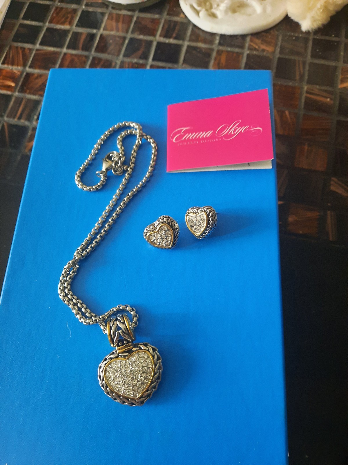 New Vintage Heart and heart earings necklace fashion jewelry
