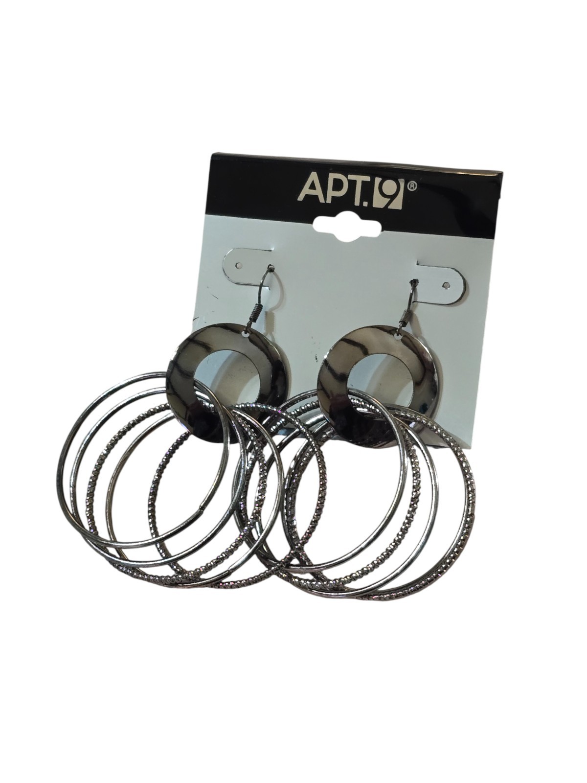 Apt. 9 Women’s Statement Gunmetal Plated Hook Hoop Earrings NWT