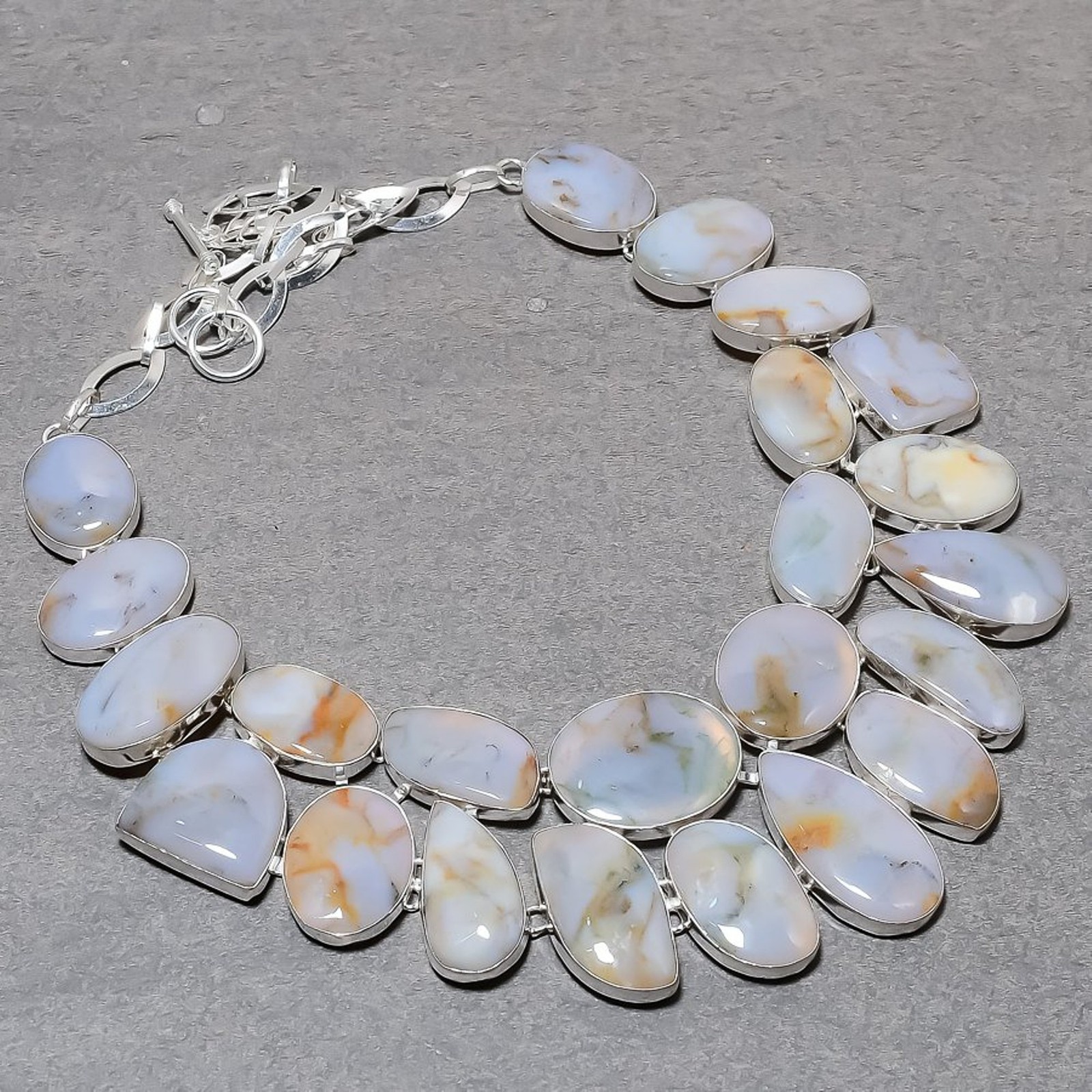 Indian Moss Agate Gemstone Necklace Adjustable Chain Amazing Jewelry 18″ BN 7382