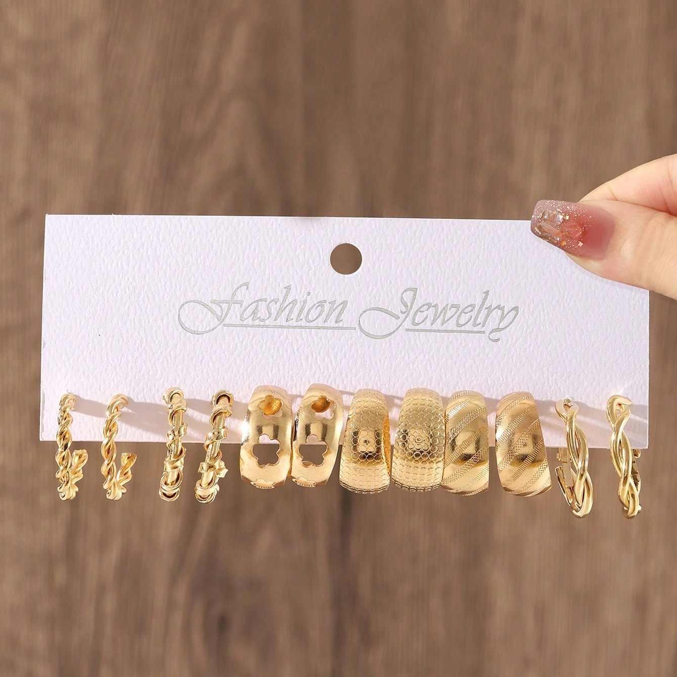 24 Pairs of Golden Fashion Earrings Women’s Multi Style Accessories Ear Studs