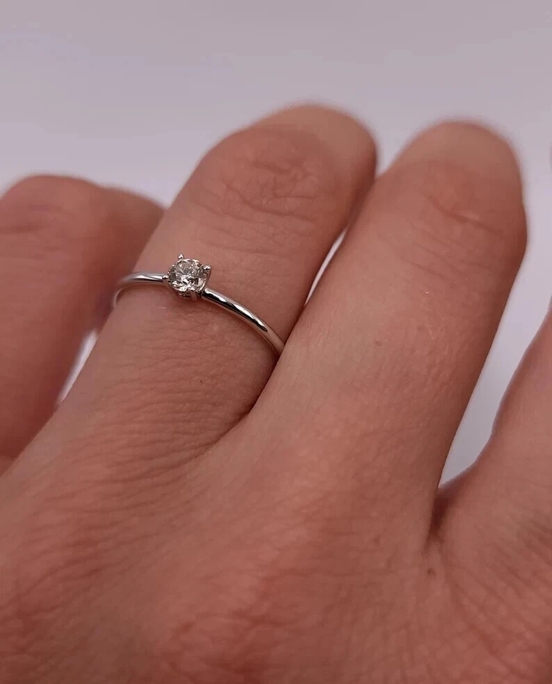 0.50Ct Round Cut Simulated Diamond Solitaire Promise Ring 14K White Gold Plated