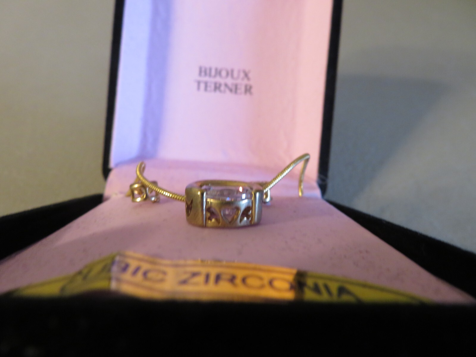 NEW Vintage Bijoux Terner Signed Gold Color Cubic Zirconia Necklace & Earrings