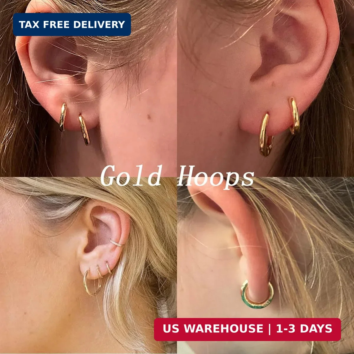 1 Pair 6mm Small Hoop Earrings for Women, Dainty 14K Gold Plated Huggie Hoop Ear