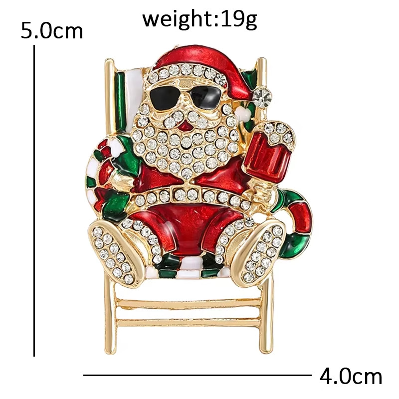 Christmas Santa Claus Brooch Pin Enamel Rhinestone Holiday Party Gift
