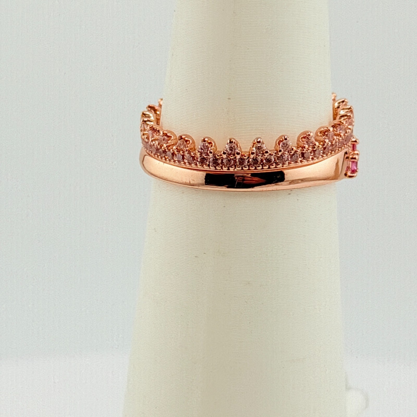 Bomb Party Ring Sz 11 “Sudden Sparkle” Rose Corundum on Rose Gold RBP7460