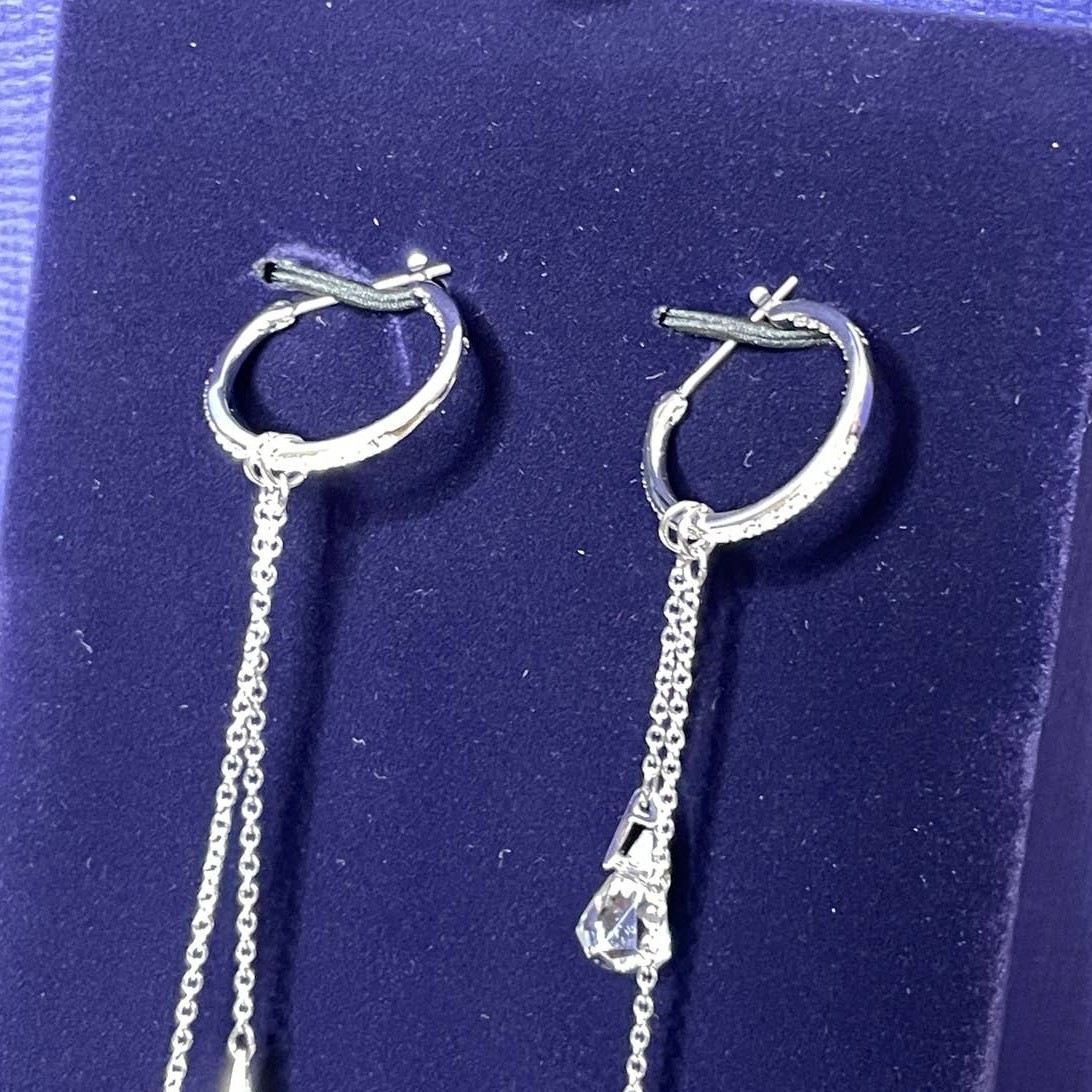 Swarovski Spirit hoop pierced earrings Aqua, Rhodium plated
