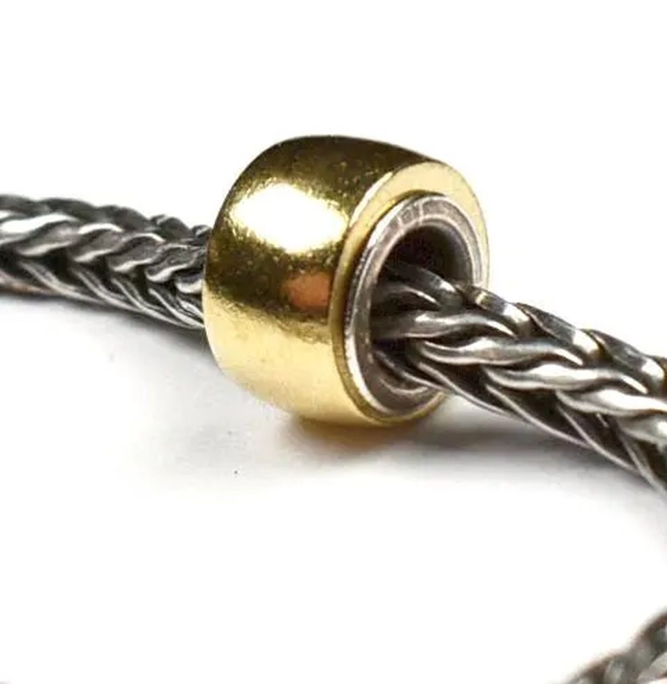 Brass charm bead, 8.8mm, full Sterling silver core, for European Charm Bracelets