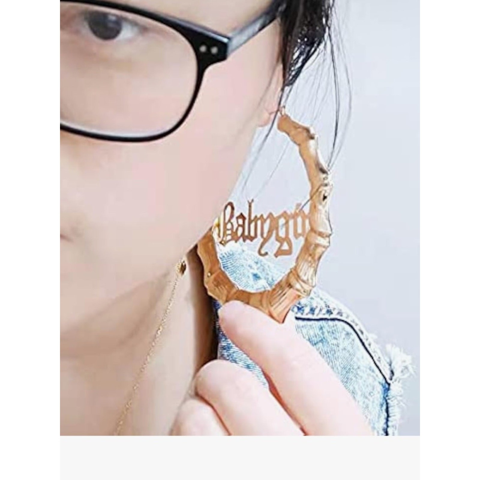 Old English Font Word 9cm elegant Large Bamboo Earrings