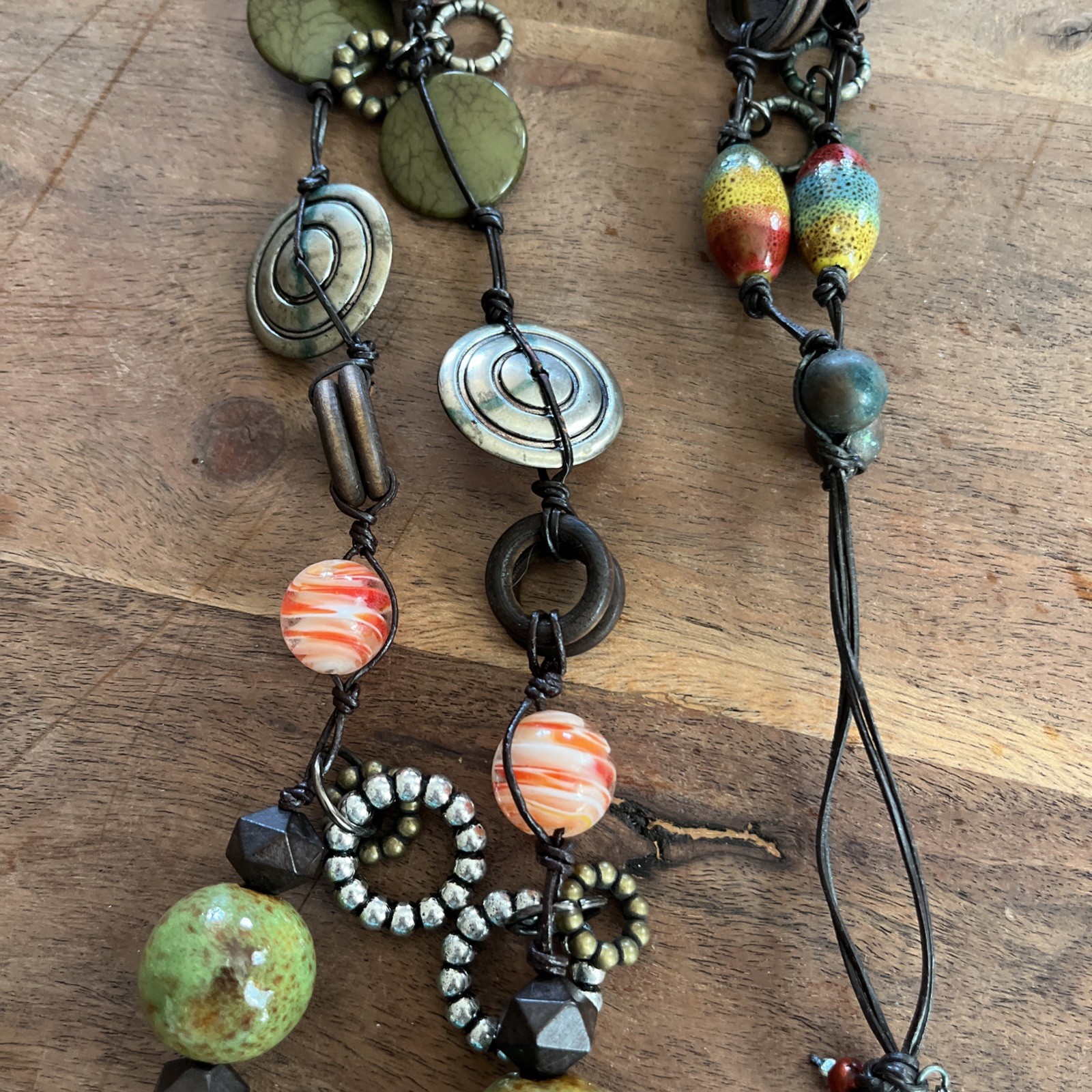 Treska Wooden, Plastic, Glass, MOP, Wooden, And Metal Bead Necklace