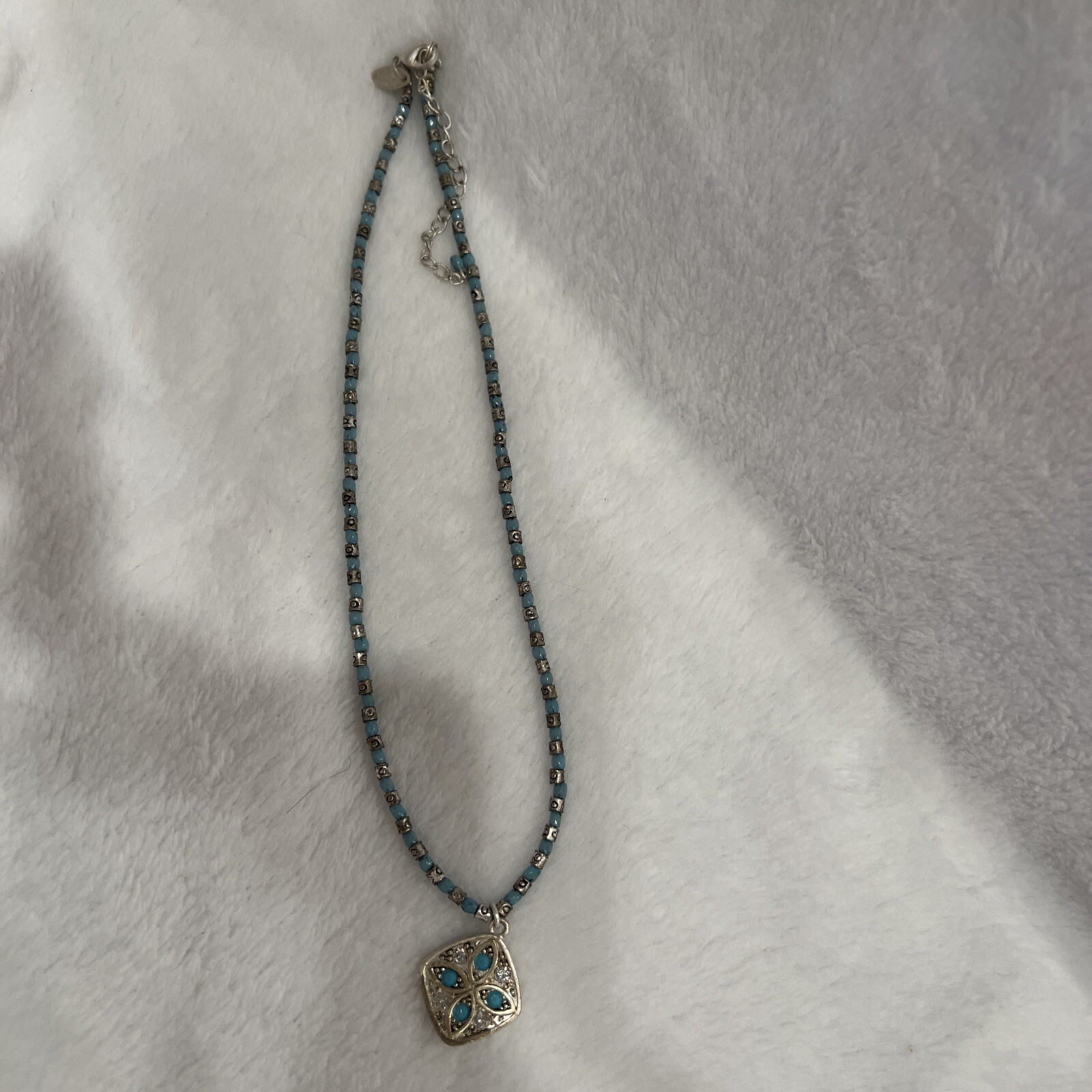 Lea Sophia Blue & White Rhinestone & Beads 19”w/extender